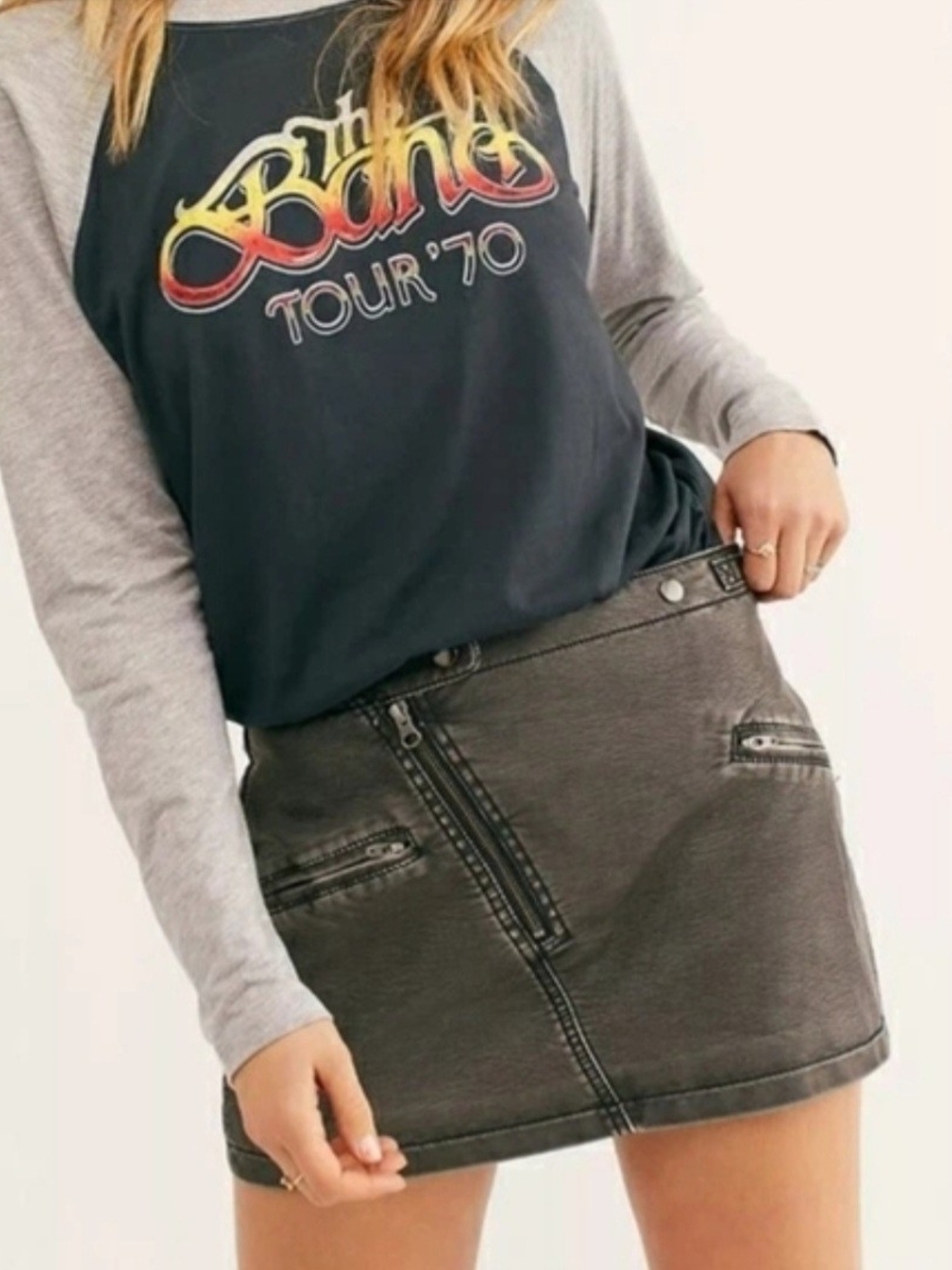 New Free People Havana Heat Faux Leather Mini Skirt Size 6